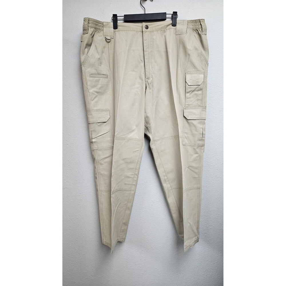 5.11 Tactical Pants Mens 44x30 Beige Ripstop Cargo Elastic Waist Workwear Hiking